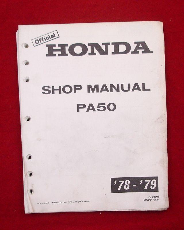 Honda 1978 1979 pa50 manual repair factory honda oem shop vintage moped scooter