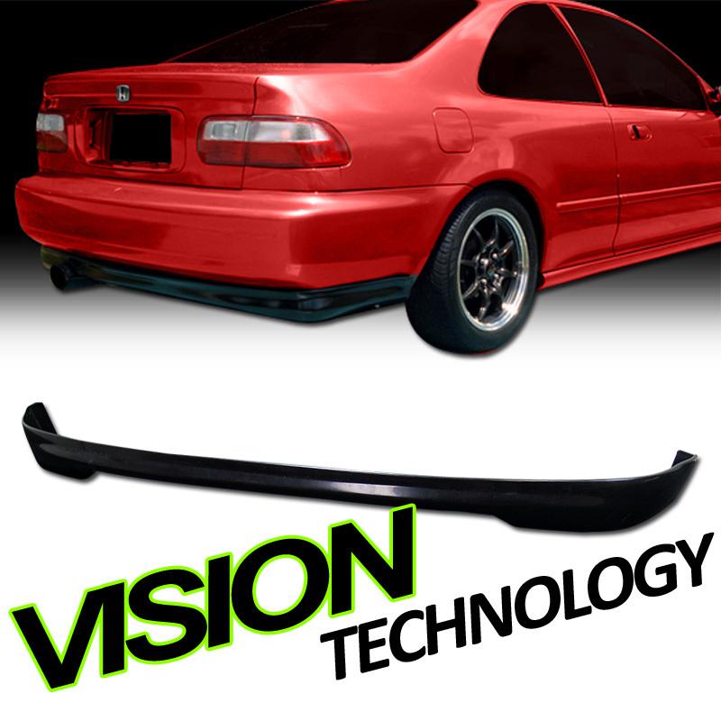 92-95 honda civic 2dr/4dr jdm black t-r type abs plastic rear bumper lip spoiler