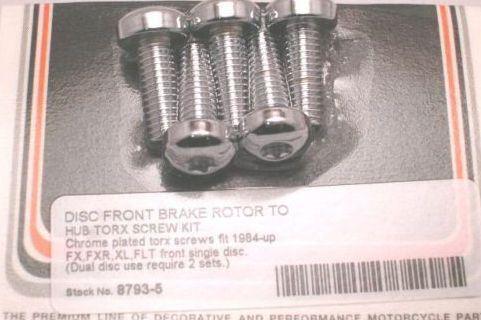 Chrome front rotor torx bolts for harley davidson 