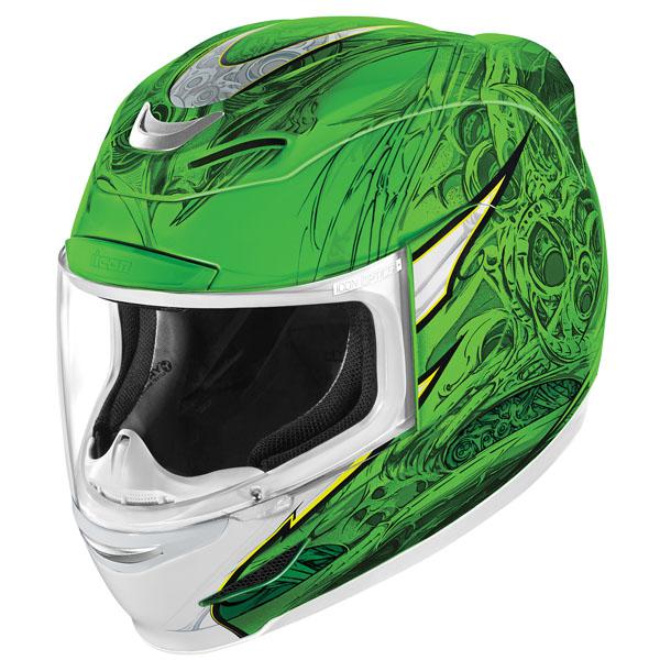 Icon airmada sportbike sb1 green full face motorcycle helmet