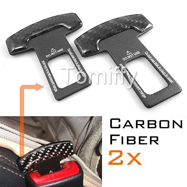 2x carbon fiber car safty seat belt buckle alarm stopper fit vw mazda dodge bmw