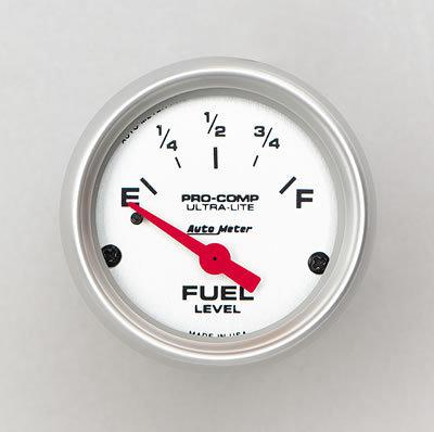 Autometer ultra-lite electrical fuel level gauge 2 1/16" dia silver face 4317