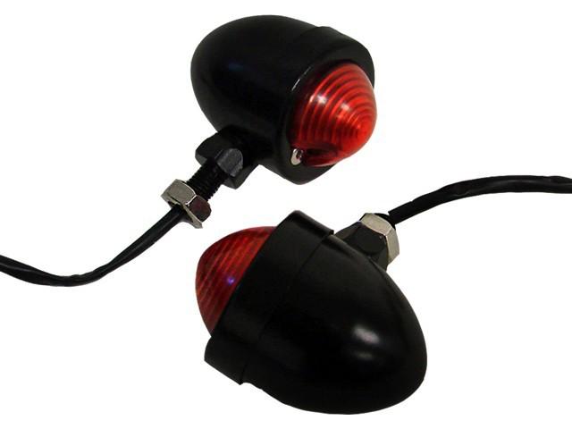 Black/red lens bullet turn signal for harley bobber custom chopper cafe cruisers