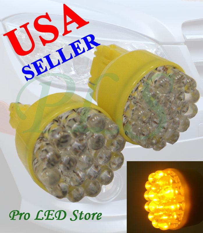 Two pcs 3156 super amber yellow 19 led stop reverse daytime running lights