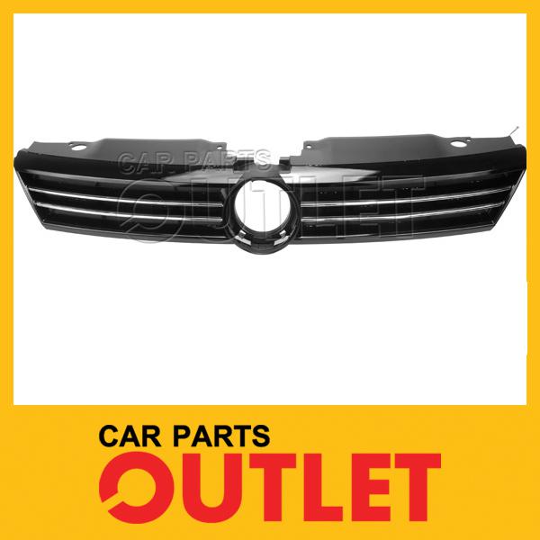 2011 2012 vw jetta mk6 sedan front grille vw1200149 black frame chrome molding