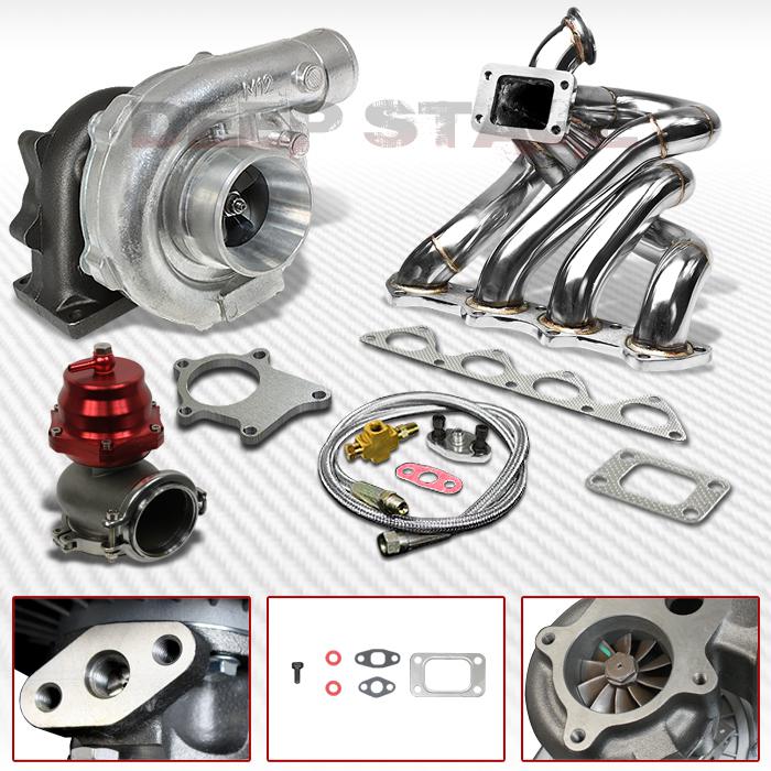 T04e t3/t4 5pc turbo kit w/intercooler+top mount manifold b16/b18 civic integra