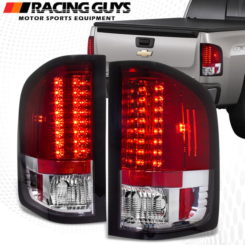 07-10 chevy silverado chrome red lense tail brake signal lights lamps led pair