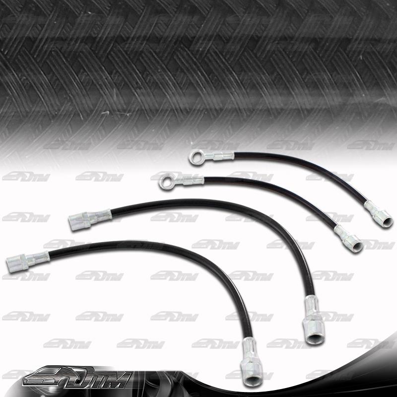 02-05 audi a4 a4 quattro 04-05 s4 front & rear stainless steel brake lines black