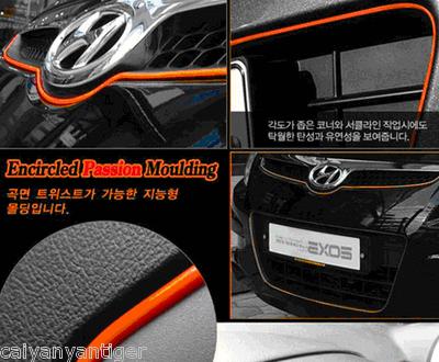Car hood grille interior exterior headlight moulding trim orange strip line 5m