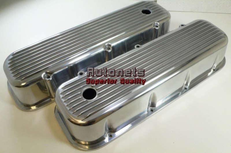 Polished aluminum nostalgic fin big block chevy 396 427 454 502 valve cover tall