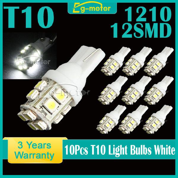 10x white t10 w5w 1210 smd 194 168 car wedge tail side license plate light bulb