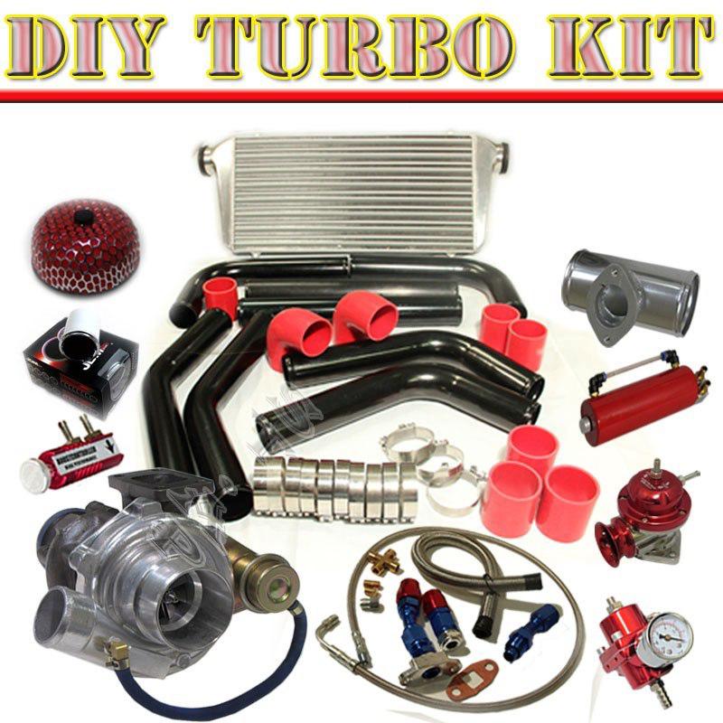 T3/t4 v-band turbo kit+31" intercooler+2.5" piping+oil tank+bov type-rs blk/red