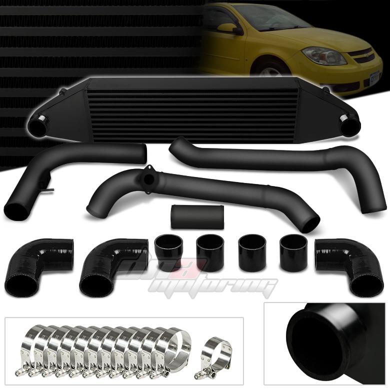 08-10 chevy cobalt ss lnf full aluminum bar&plate turbo intercooler+black piping