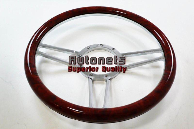 Wood veneer vintage chevy camaro impala nova hot rat rod steering wheel aluminum