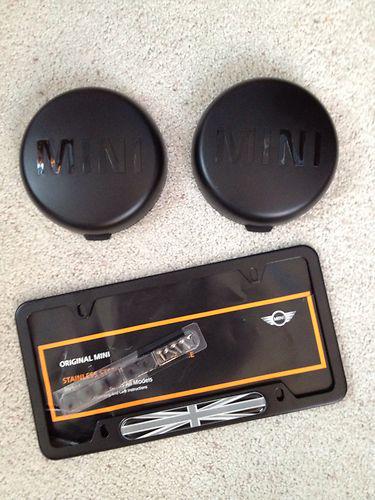 Mini cooper license plate frame and fog light covers. mini cooper jcw. r56