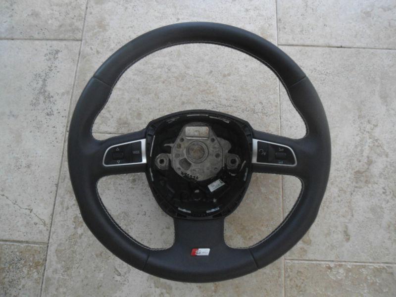 2010-2014 audi a4 s4 rs4 steering wheel black leather white stitch manual oem