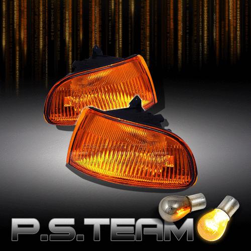 92-95 civic 2/3dr jdm amber corner signal lights +1157 silver bulb left+right