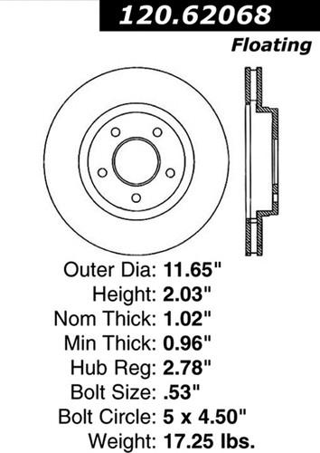 Centric-power slot 126.62068sr stoptech sport rotors 02-07 equinox torrent vue