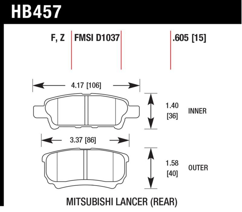 Hawk performance hb457f.605 disc brake pad