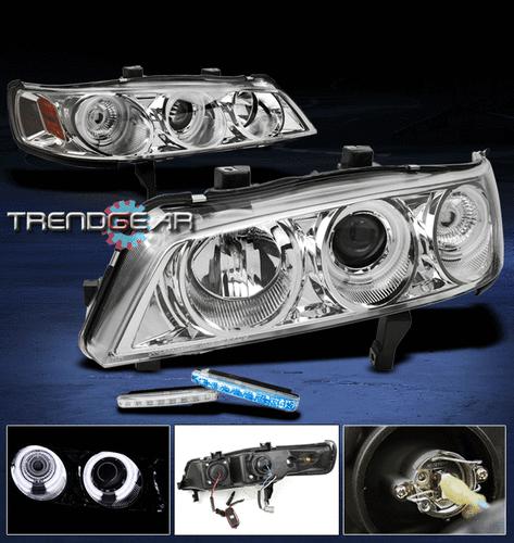 94-97 honda accord dual ccfl halo projector head lights lamp+blue drl led corner