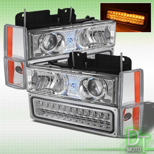 88-93 silverado suburban sierra projector headlights+signal corner+led bumper 8p