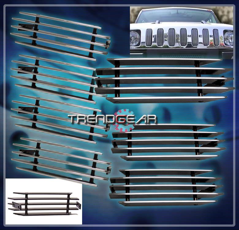 03-07 hummer h2 suv pickup front guard upper billet grille grill 7pcs 04 05 06