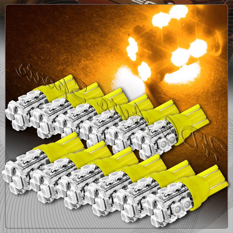 12x 12 smd t10 194 12v interior instrument panel gauge replacement bulbs - amber