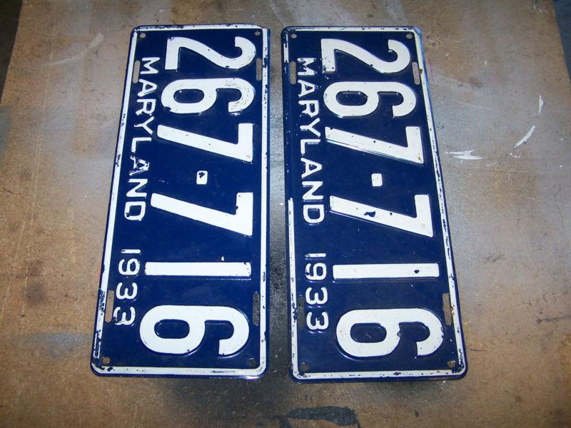 Maryland car tags 1933