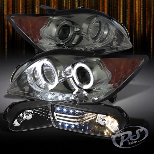 08-10 scion tc smoked halo projector led headlights+led strip fog lamps w/switch