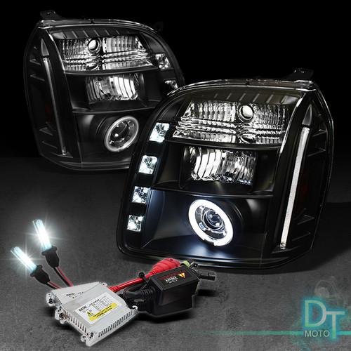 6000k slim xenon hid kit+black 07-13 yukon/denali ccfl halo projector headlights