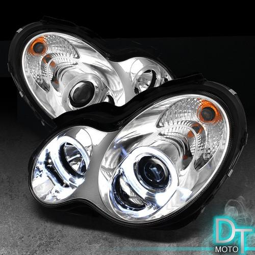 01-05 mercedes w203 c-class dual halo projector headlights lights left+right