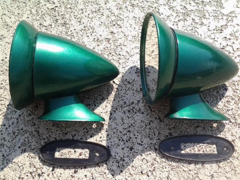 Used green painted roberk ford bullet style racing side rat rod mirrors