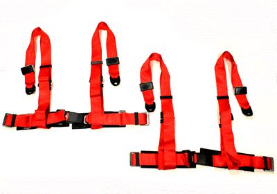 Universal 2 pieces red 4 point racing seat belt jdm racing sport pair dc2 da