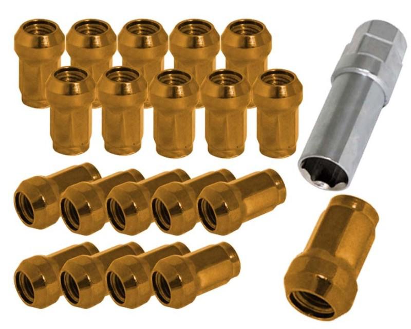 Gold m12x1.25mm 20 piece close end acorn tuner wheel lug nuts racing nissan 