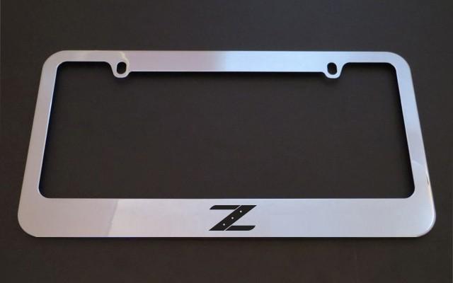 1 brand new nissan z logo 350 chrome metal license plate frames + screw caps