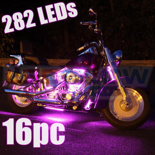 16pc pink led motorcycle lighting light kit for harley davidson w 282 leds