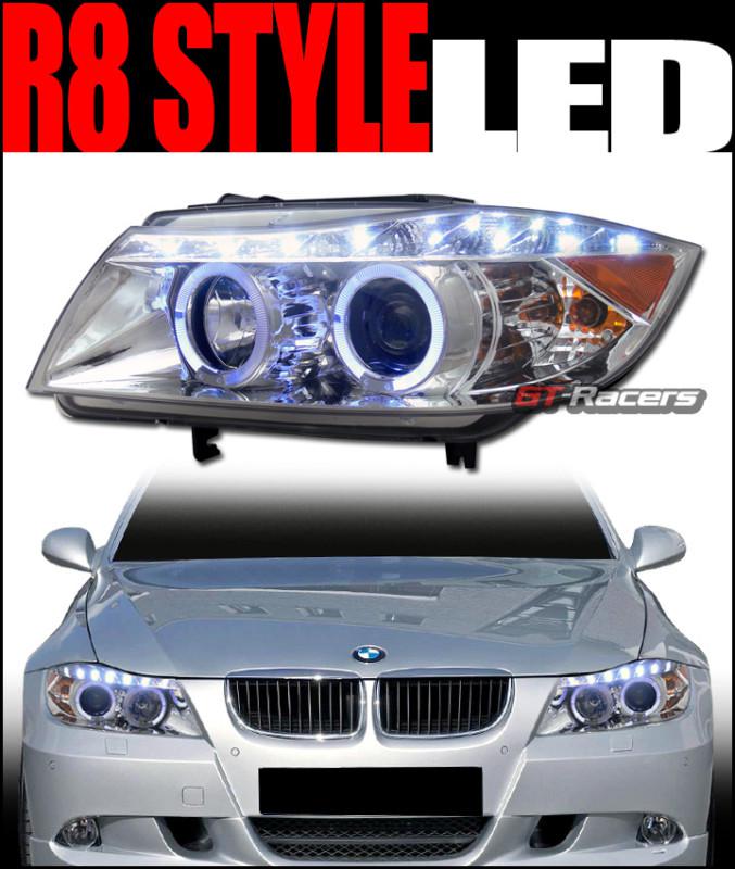 Chrome drl led 2*halo rims projector head lights signal 2006-2008 bmw e90 4d/4dr