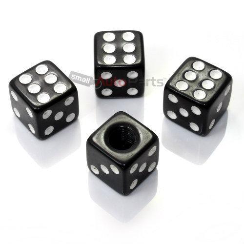 4 black dice tire/wheel stem air valve caps covers set for car-truck-hot rod-atv