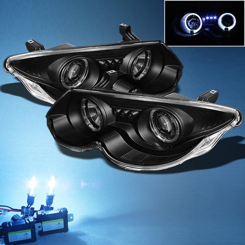 8000k slim xenon hid+black 99-04 chrysler 300m dual halo projector led headlight