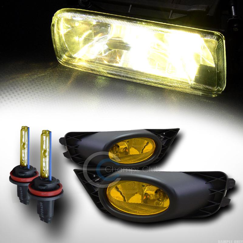 3000k hid xenon w/yellow front bumper fog lights+switch 09-11 honda civic 4d/4dr