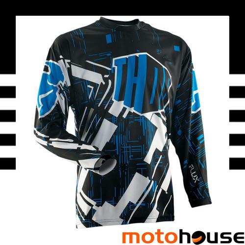 Thor mens flux block jersey mx offroad dirt motocross blue black white 