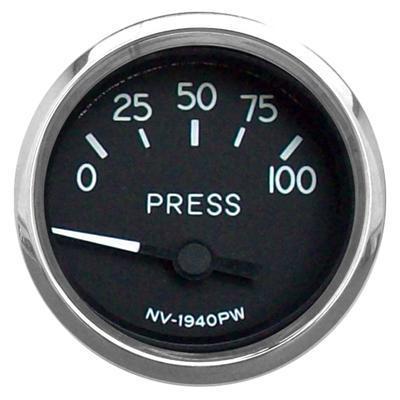 New vintage usa 1940 series electrical oil pressure gauge 2 1/16" dia black face