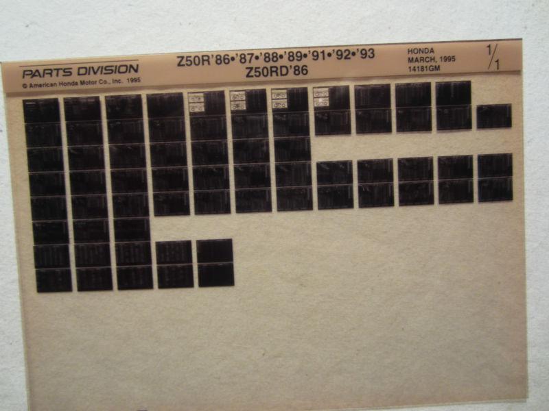 1986-1993 honda z50r z50rd mini bike motorcycle microfiche part catalog z 50r rd