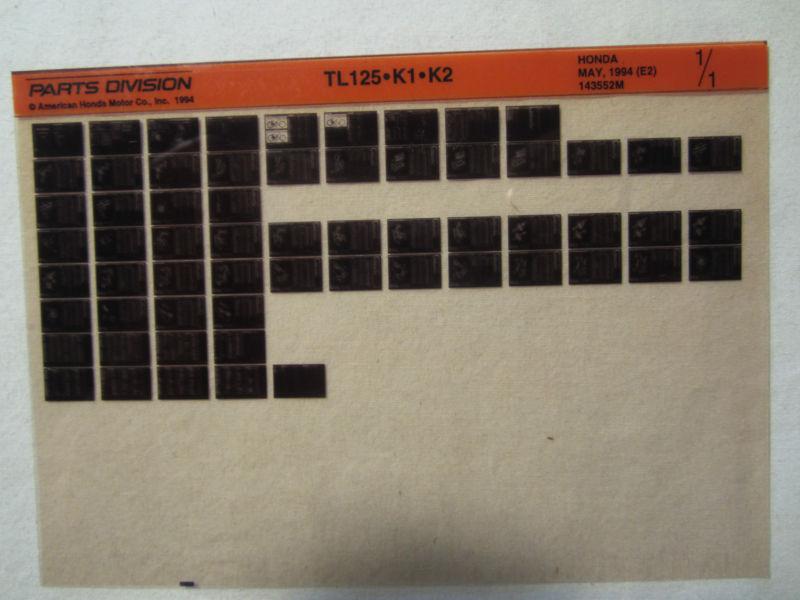 Honda motorcycle tl125 k1 k2 microfiche parts catalog tl 125 5/94