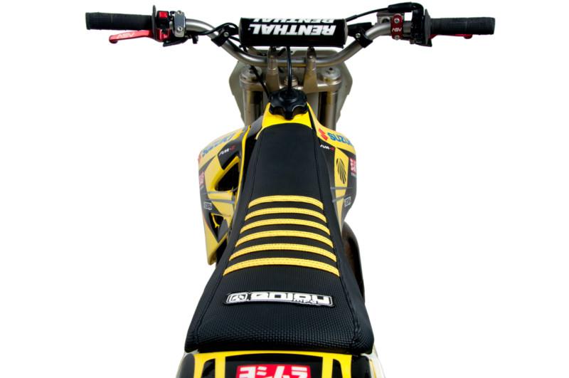 2002-2012 suzuki rm 85 stewart style bumblebee yellow ribs seat cover enjoy mfg