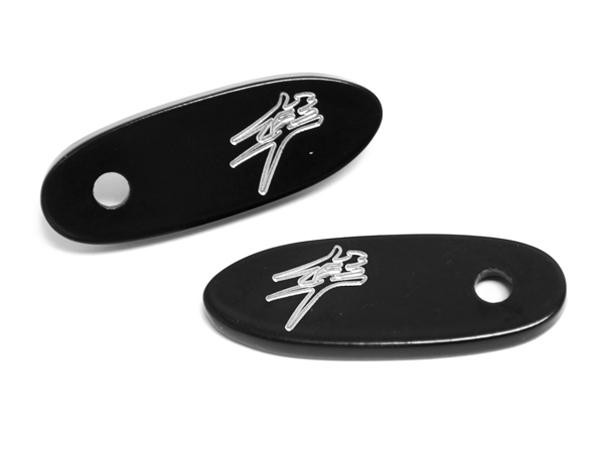 Mirror block off base plates black logo for 1999-2012 suzuki hayabusa gsx1300r