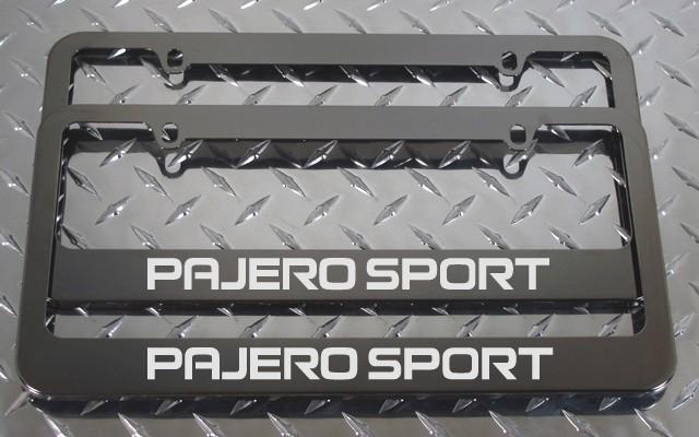 2 brand new mitsubishi  pajero sport gunmetal license plate frame + screw caps