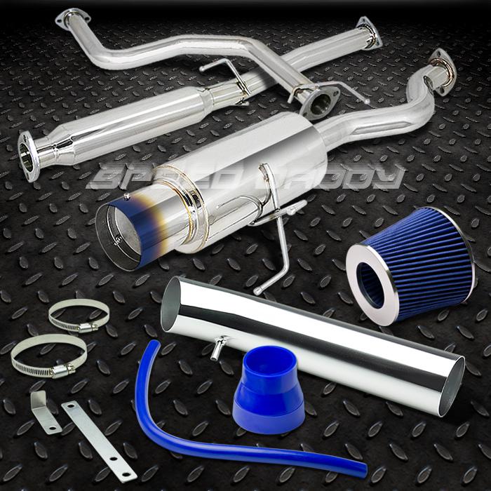 4" burnt tip muffler catback exhaust+air intake system 92-95 civic eh hatchback