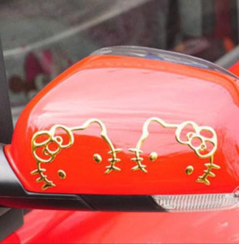 Car window door hello kitty gold metallic decoration sticker