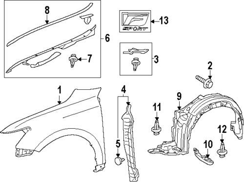 Lexus 5385176020 genuine oem factory original fender liner pad